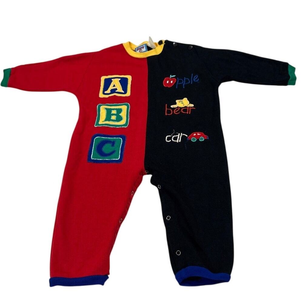 Vintage Chipmunks 1990 Colorblock One Piece Outfit Toddler 24M Rare Retro 90s